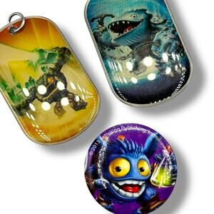 Lot X3 Skylanders DOG TAG PENDANT Key Chain Blind Bag Button